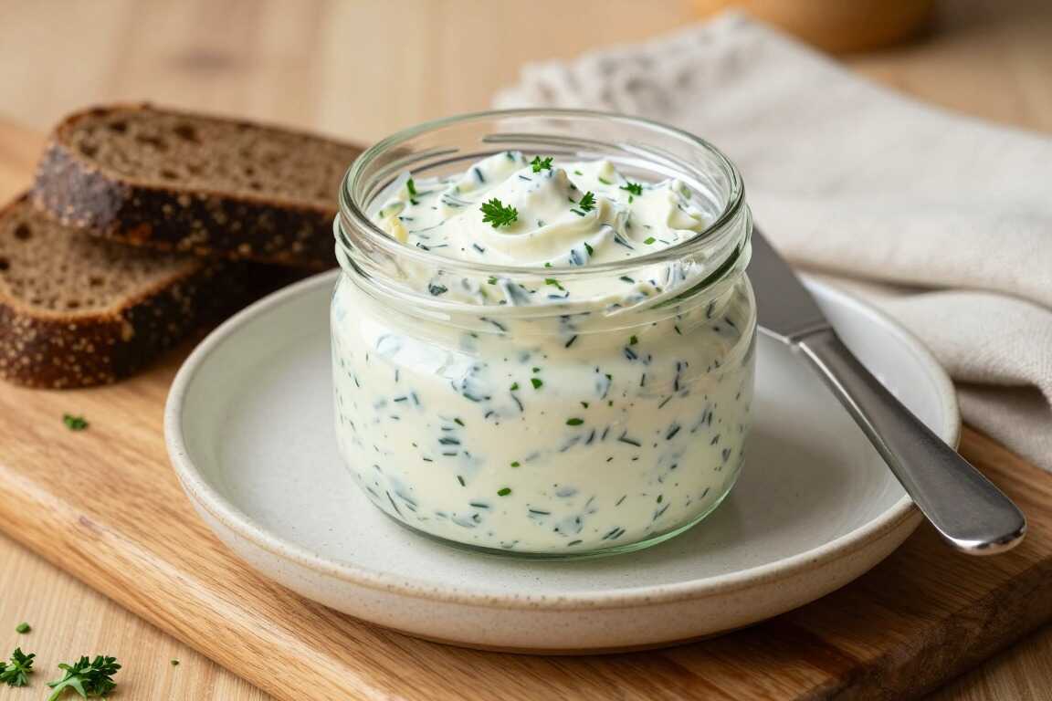 Hüttenkäse-Aufstrich mit Kräutern: 300 g, eiweißreich fürs Frühstück!