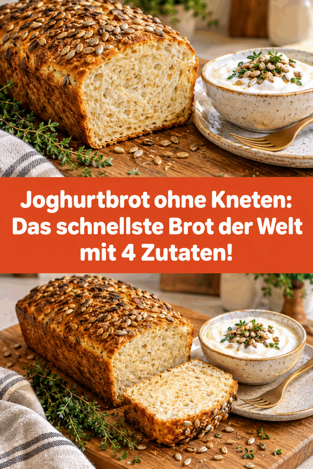 Joghurtbrot ohne Kneten: Das schnellste Brot der Welt mit 4 Zutaten!