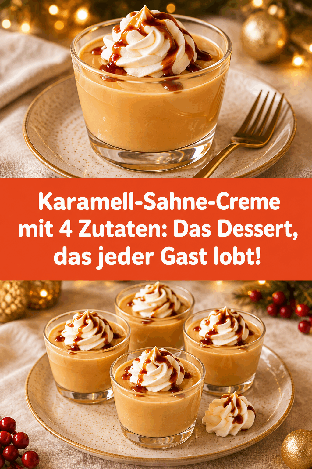 Karamell-Sahne-Creme mit 4 Zutaten: Das Dessert, das jeder Gast lobt!