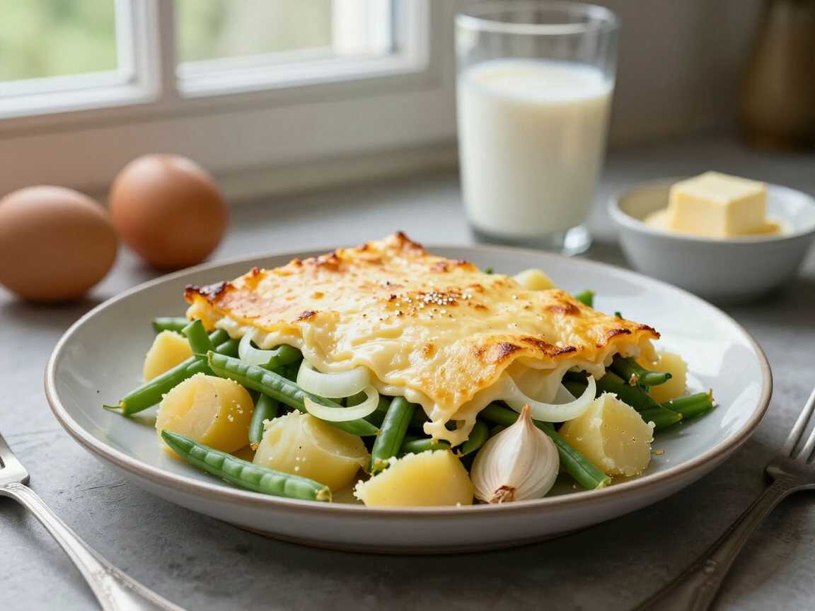 Kartoffel-Bohnen-Auflauf mit Bergkäse – perfekt fürs Meal Prep am Sonntag – während der Zubereitung
