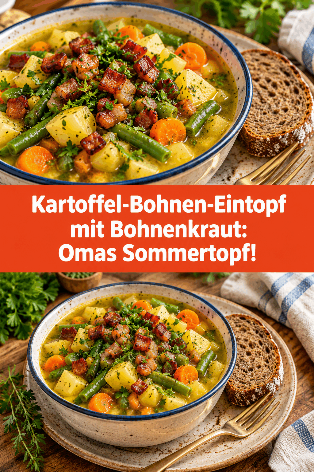 Kartoffel-Bohnen-Eintopf mit Bohnenkraut: Omas Sommertopf!