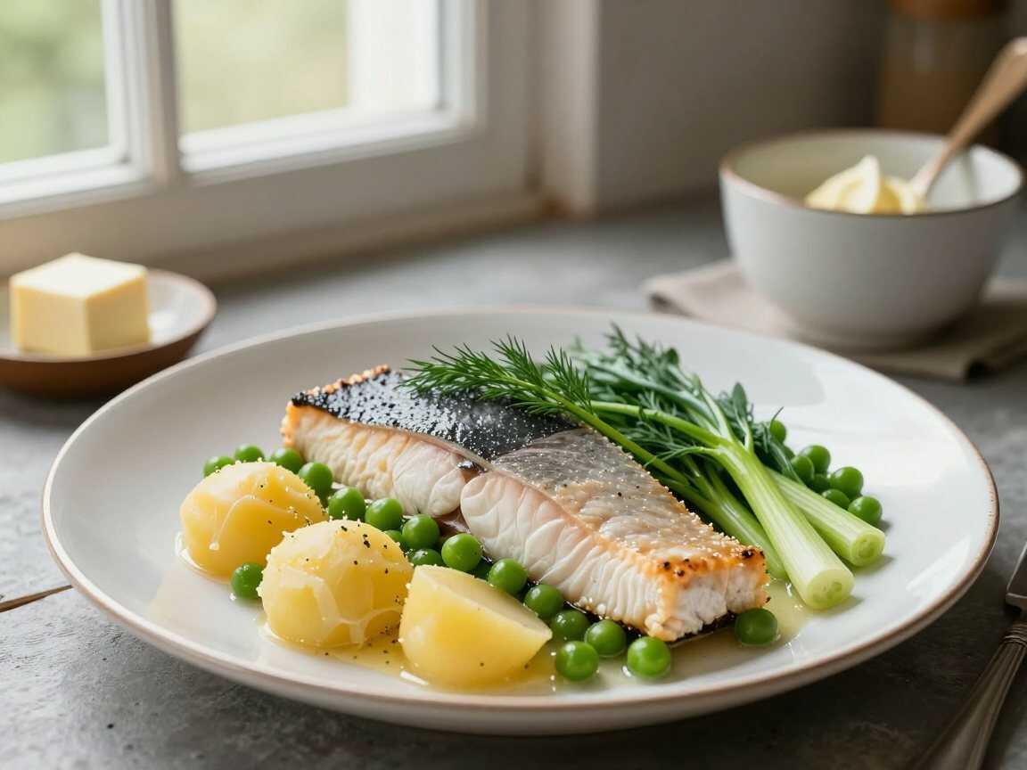 Kartoffel-Fischauflauf mit Dill – perfekt fürs Meal Prep am Sonntag – während der Zubereitung