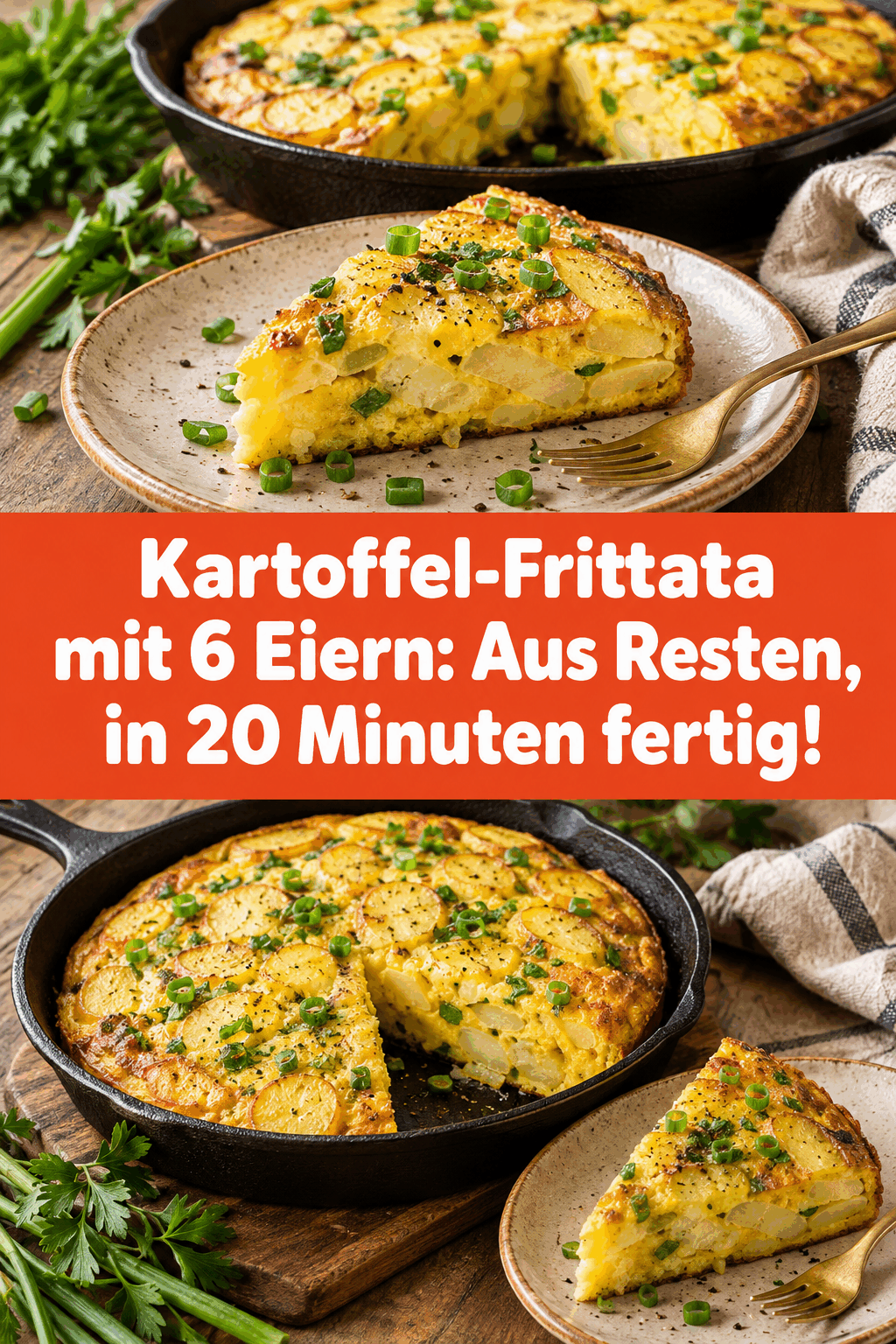 Kartoffel-Frittata mit 6 Eiern: Aus Resten, in 20 Minuten fertig!