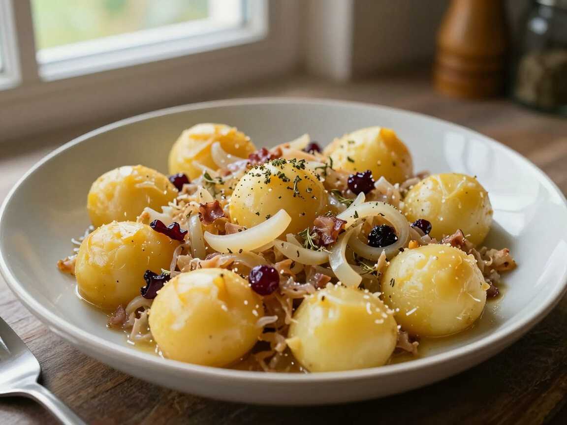 Kartoffel-Sauerkraut-Eintopf – perfekt fürs Meal Prep am Sonntag – während der Zubereitung