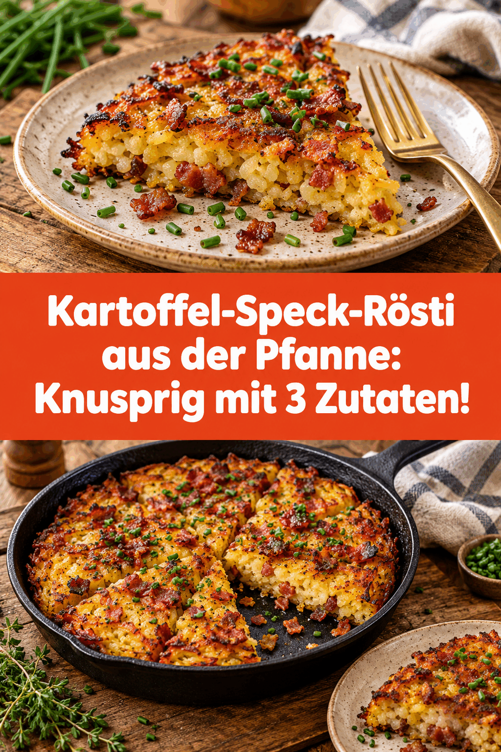 Kartoffel-Speck-Rösti aus der Pfanne: Knusprig mit 3 Zutaten!