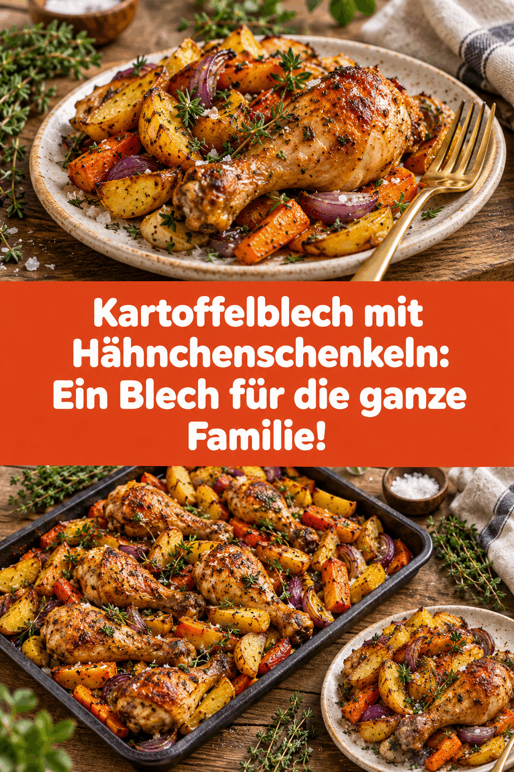 Kartoffelblech mit Hähnchenschenkeln: Ein Blech für die ganze Familie!