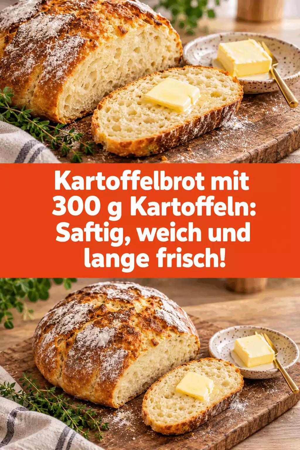 Kartoffelbrot mit 300 g Kartoffeln: Saftig, weich und lange frisch!