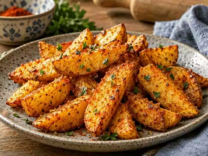 Kartoffelecken mit Paprikagewürz aus dem Ofen: schmeckt nach Sonntag bei Oma
