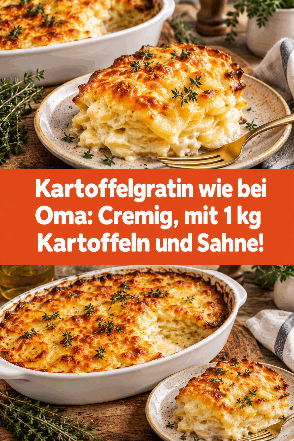 Kartoffelgratin wie bei Oma: Cremig, mit 1 kg Kartoffeln und Sahne!