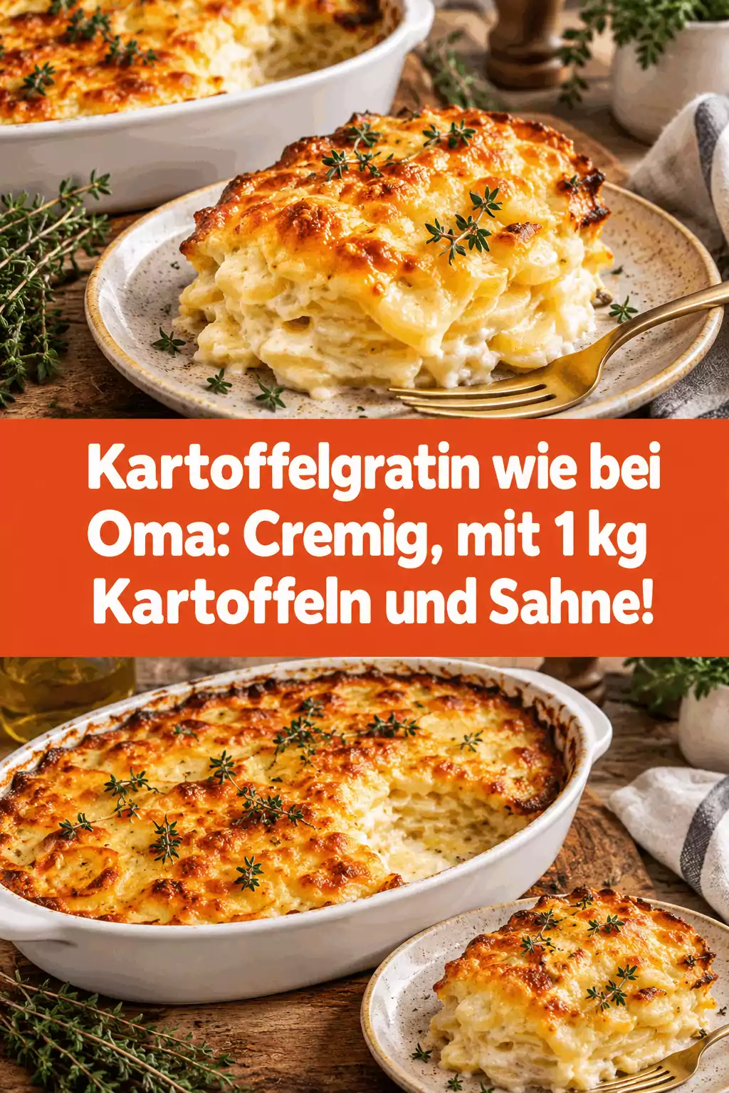 Kartoffelgratin wie bei Oma: Cremig, mit 1 kg Kartoffeln und Sahne!