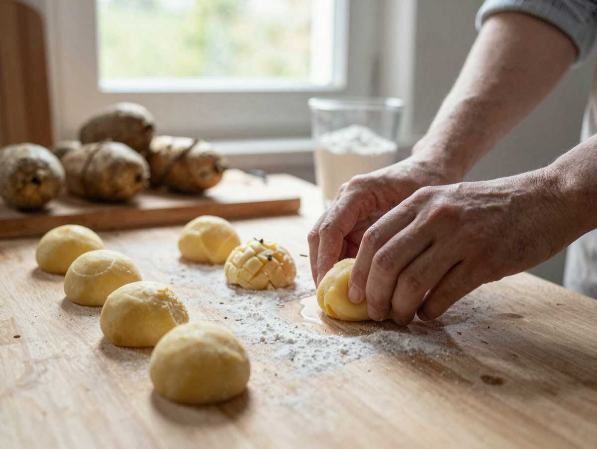 Kartoffelknödel aus gekochten Kartoffeln: in 3 Schritten fertig – während der Zubereitung