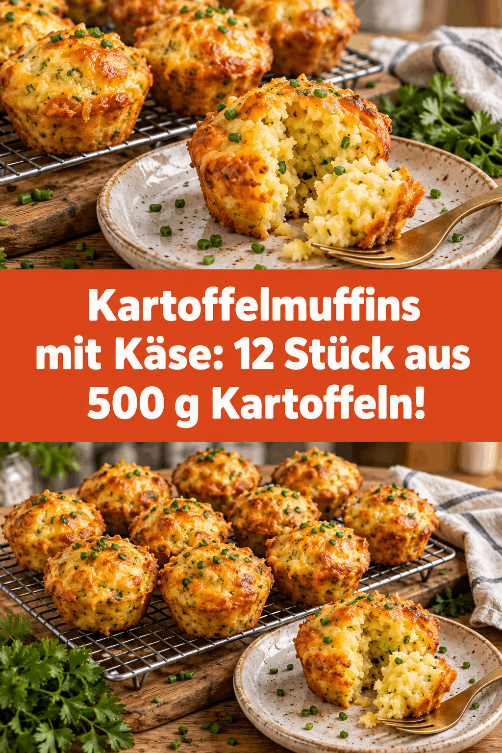 Kartoffelmuffins mit Käse: 12 Stück aus 500 g Kartoffeln!