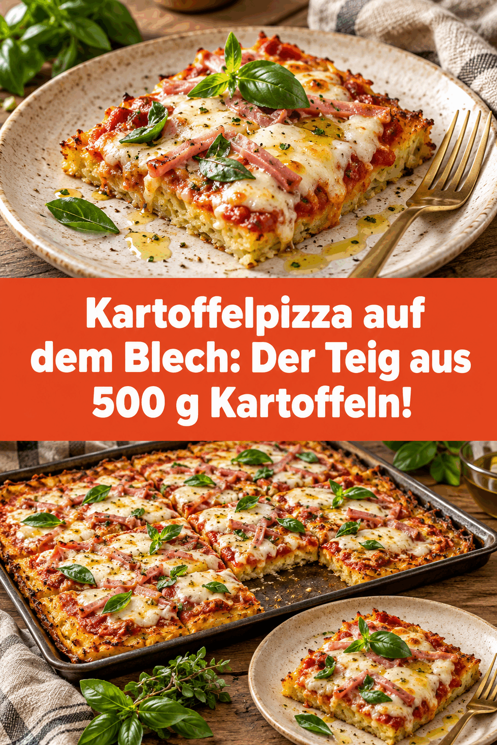 Kartoffelpizza auf dem Blech: Der Teig aus 500 g Kartoffeln!