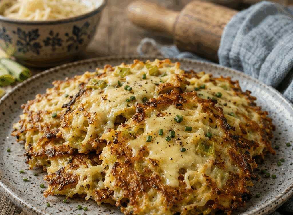 Kartoffelpuffer mit Lauch und Käse – sättigt die ganze Familie für wenig Geld