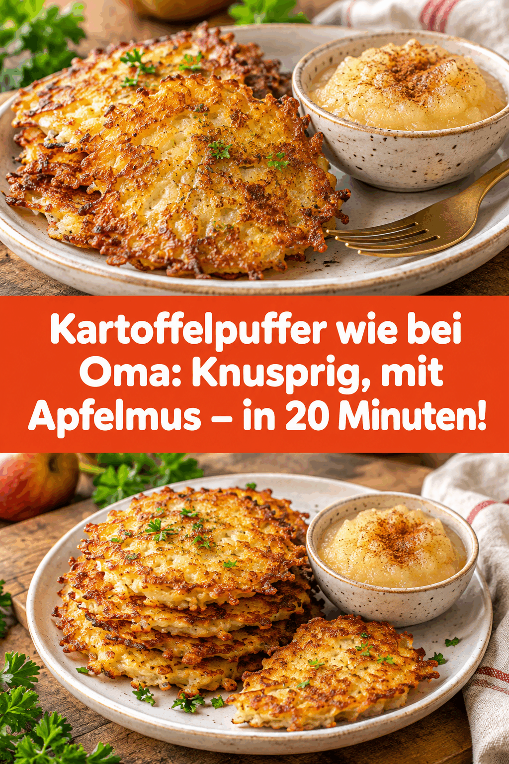 Kartoffelpuffer wie bei Oma: Knusprig, mit Apfelmus – in 20 Minuten!