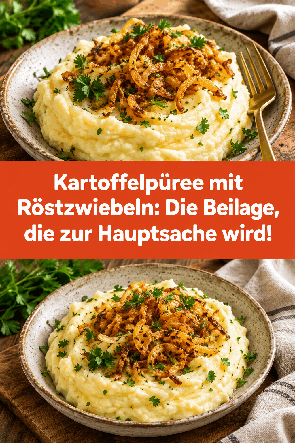 Kartoffelpüree mit Röstzwiebeln: Die Beilage, die zur Hauptsache wird!