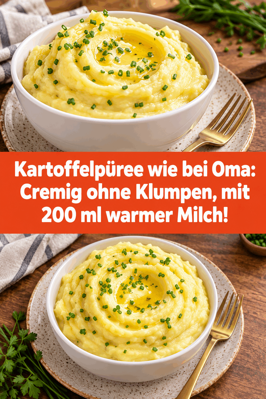 Kartoffelpüree wie bei Oma: Cremig ohne Klumpen, mit 200 ml warmer Milch!