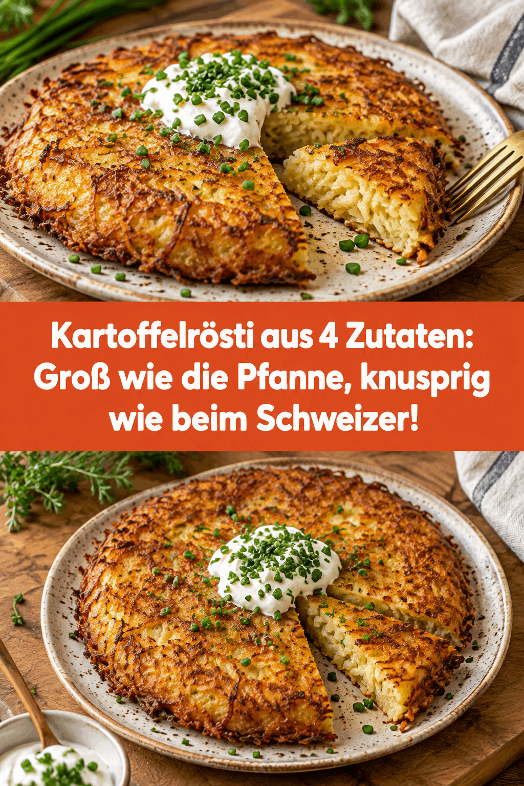 Kartoffelrösti aus 4 Zutaten: Groß wie die Pfanne, knusprig wie beim Schweizer!