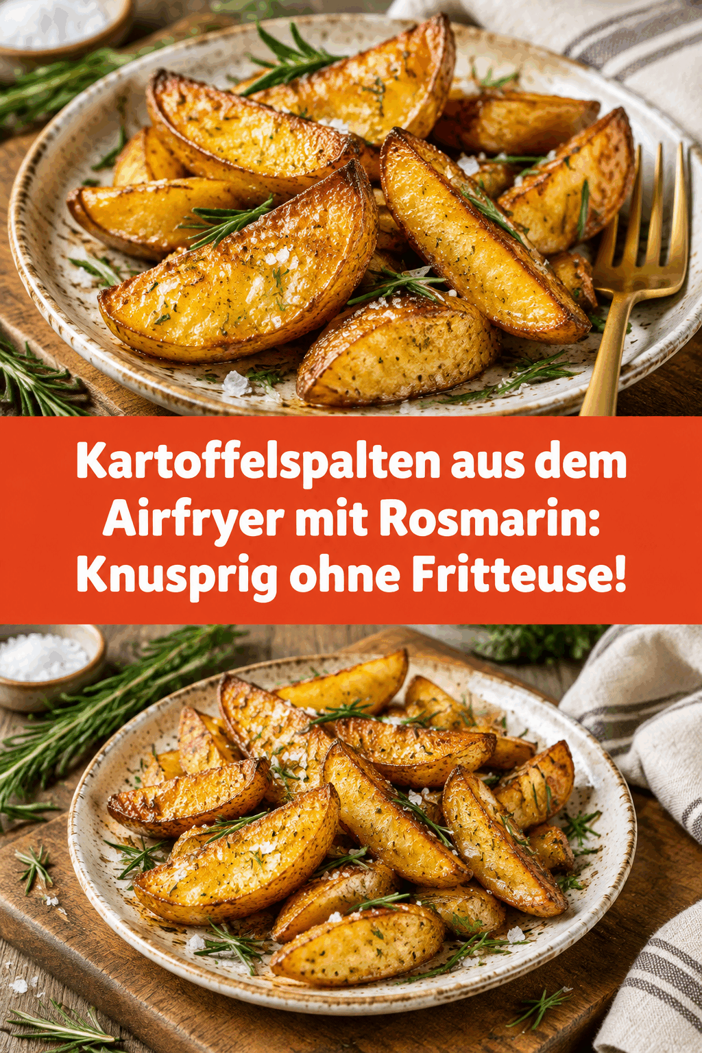 Kartoffelspalten aus dem Airfryer mit Rosmarin: Knusprig ohne Fritteuse!