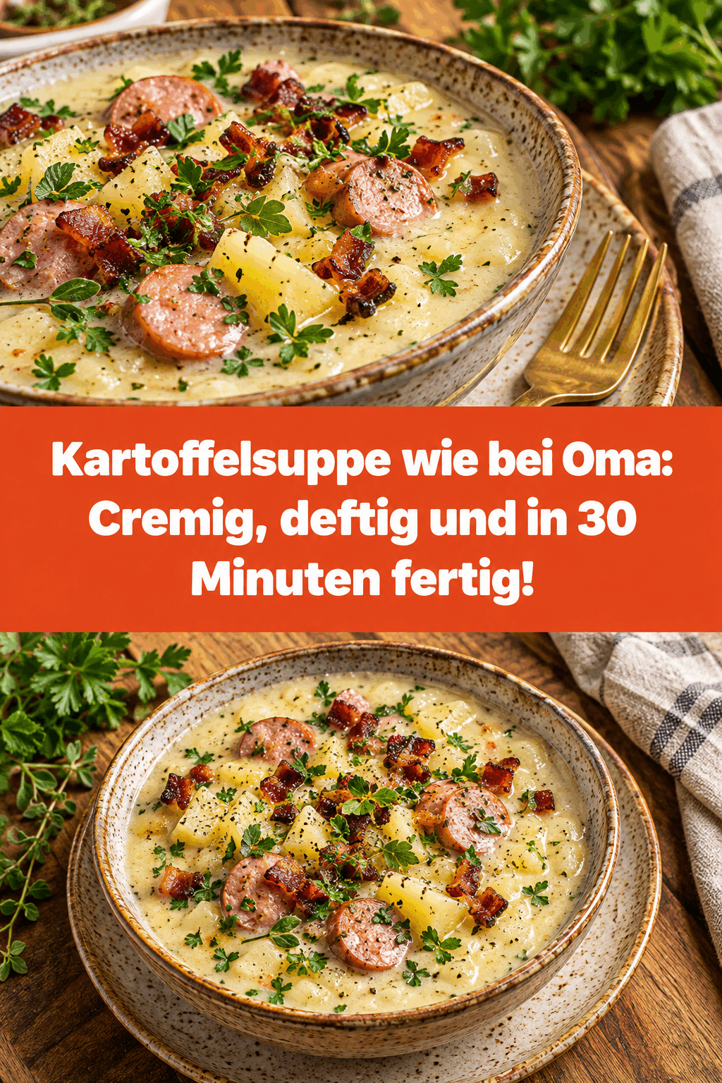 Kartoffelsuppe wie bei Oma: Cremig, deftig und in 30 Minuten fertig!