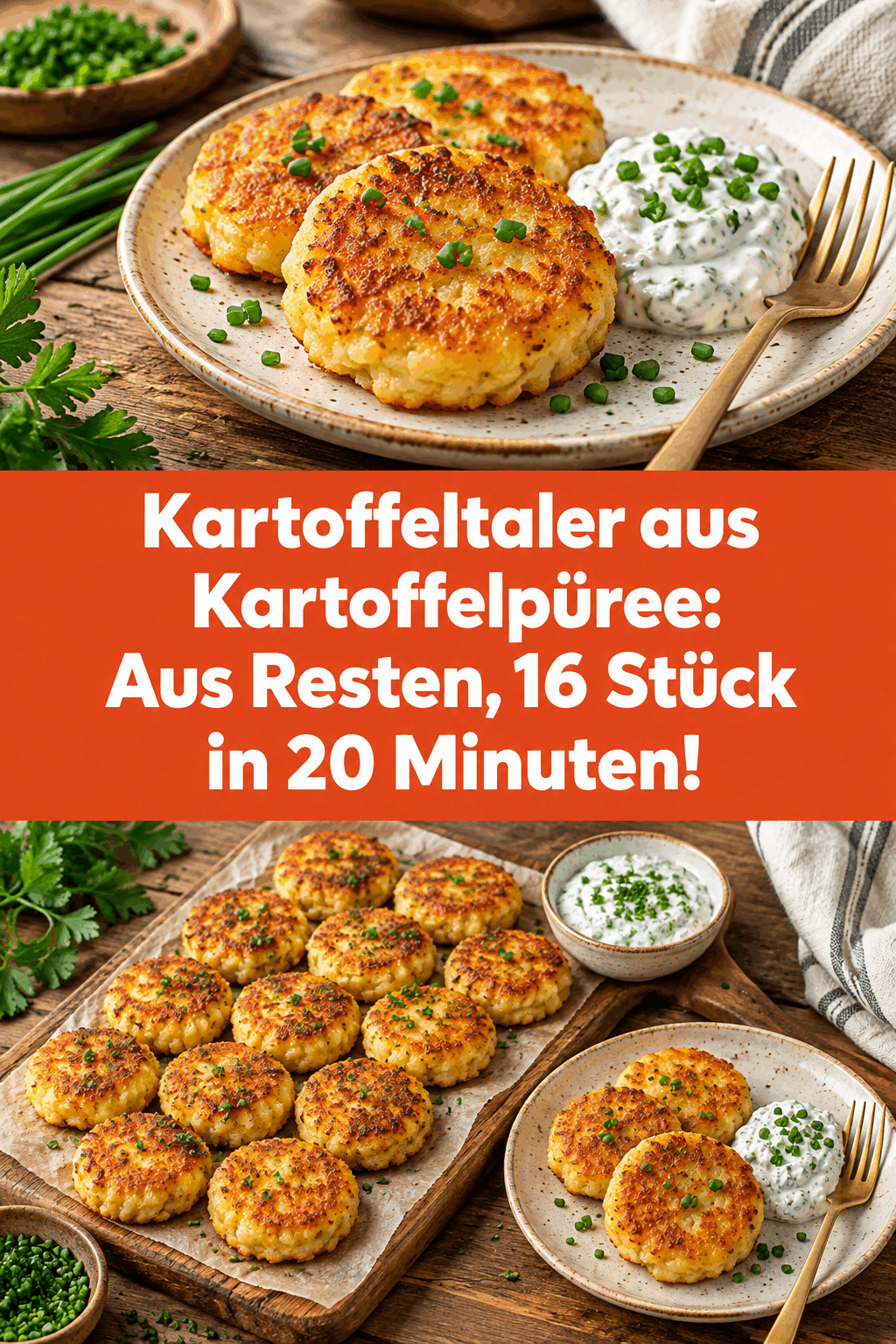 Kartoffeltaler aus Kartoffelpüree: Aus Resten, 16 Stück in 20 Minuten!