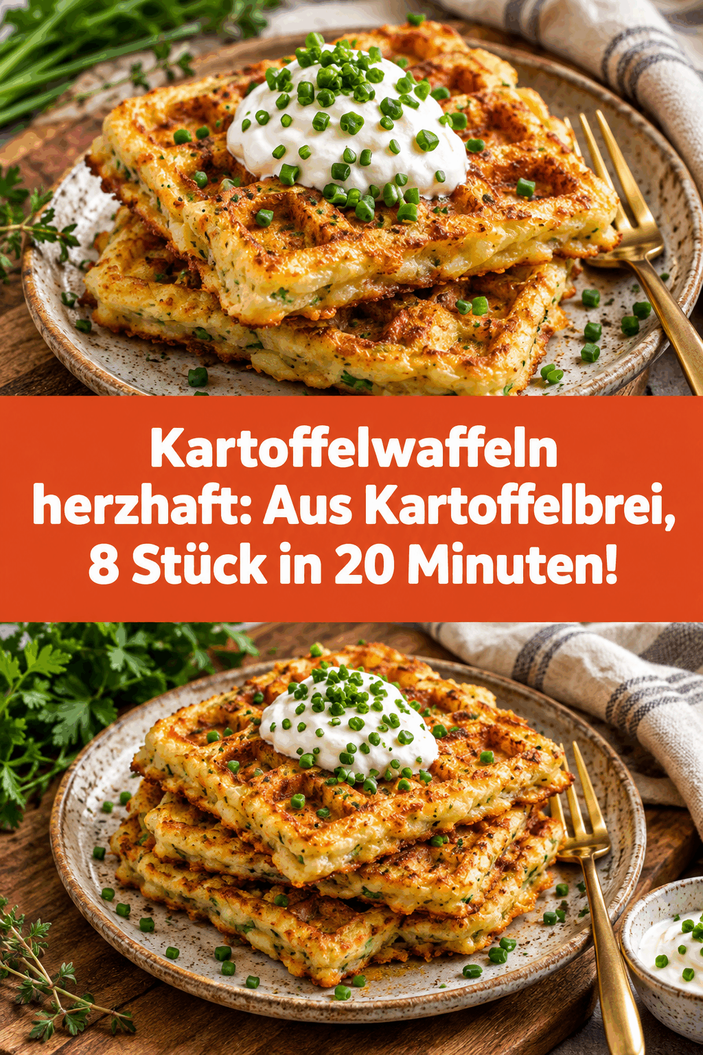 Kartoffelwaffeln herzhaft: Aus Kartoffelbrei, 8 Stück in 20 Minuten!