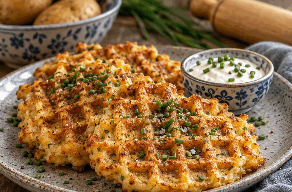 Kartoffelwaffeln herzhaft mit Schnittlauch – die ganze Familie ist begeistert