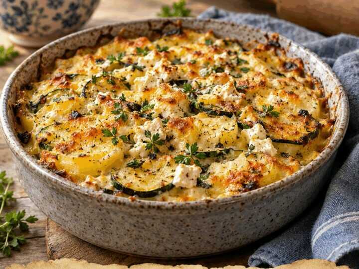Kartoffel-Zucchini-Auflauf mit Feta, der Klassiker der deutschen Küche neu entdeckt