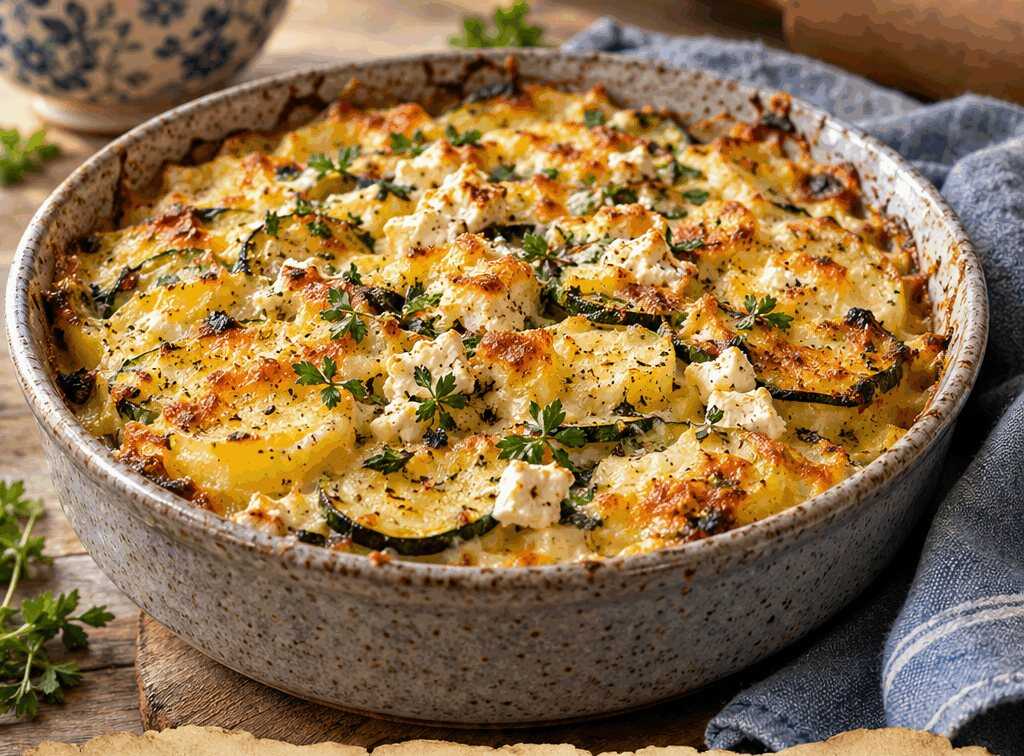 Kartoffel-Zucchini-Auflauf mit Feta, der Klassiker der deutschen Küche neu entdeckt