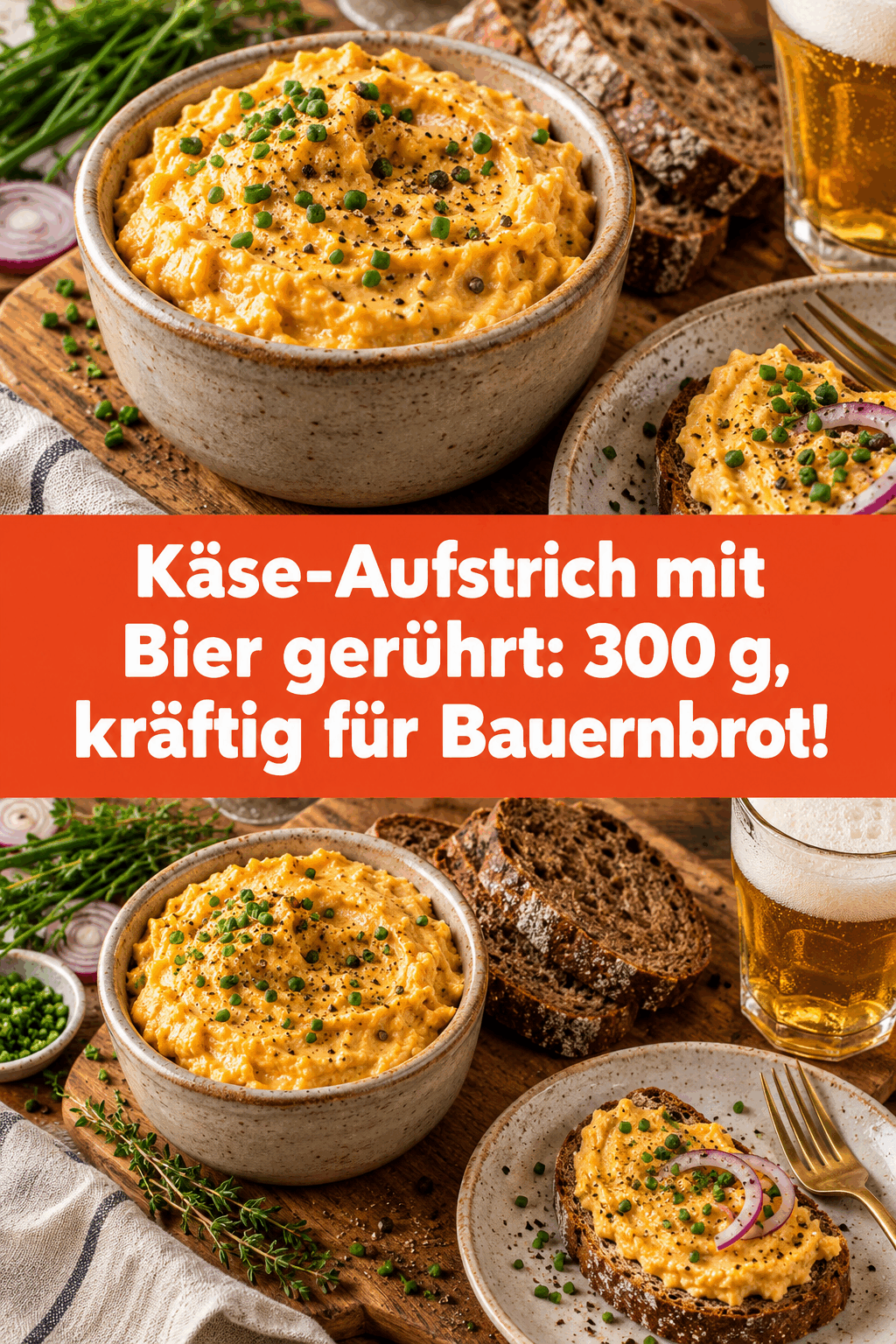 Käse-Aufstrich mit Bier gerührt: 300 g, kräftig für Bauernbrot!