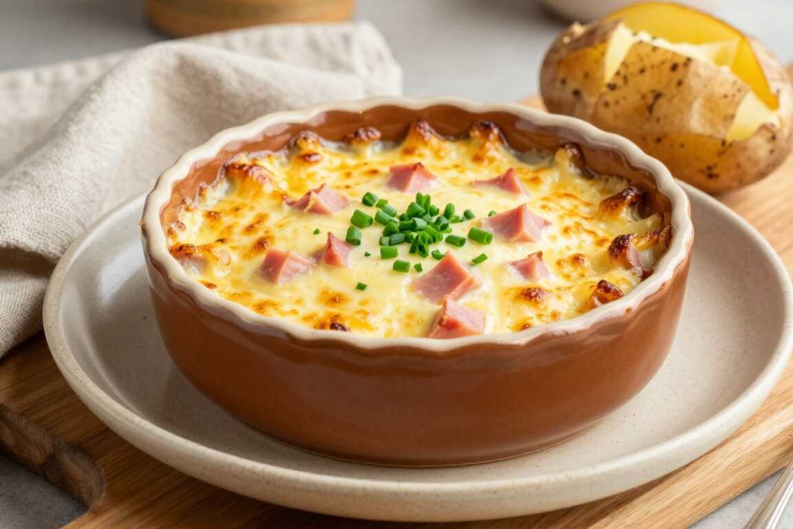Käse-Schinken-Dip warm serviert: 400 g, für die Ofenkartoffel!