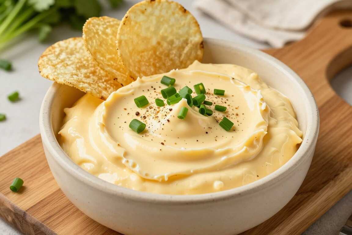 Käse-Zwiebel-Dip für Chips: 400 g, würzig für den Fernsehabend!