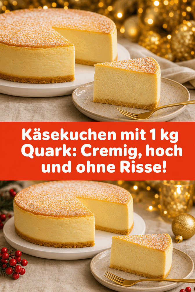 Käsekuchen mit 1 kg Quark: Cremig, hoch und ohne Risse!
