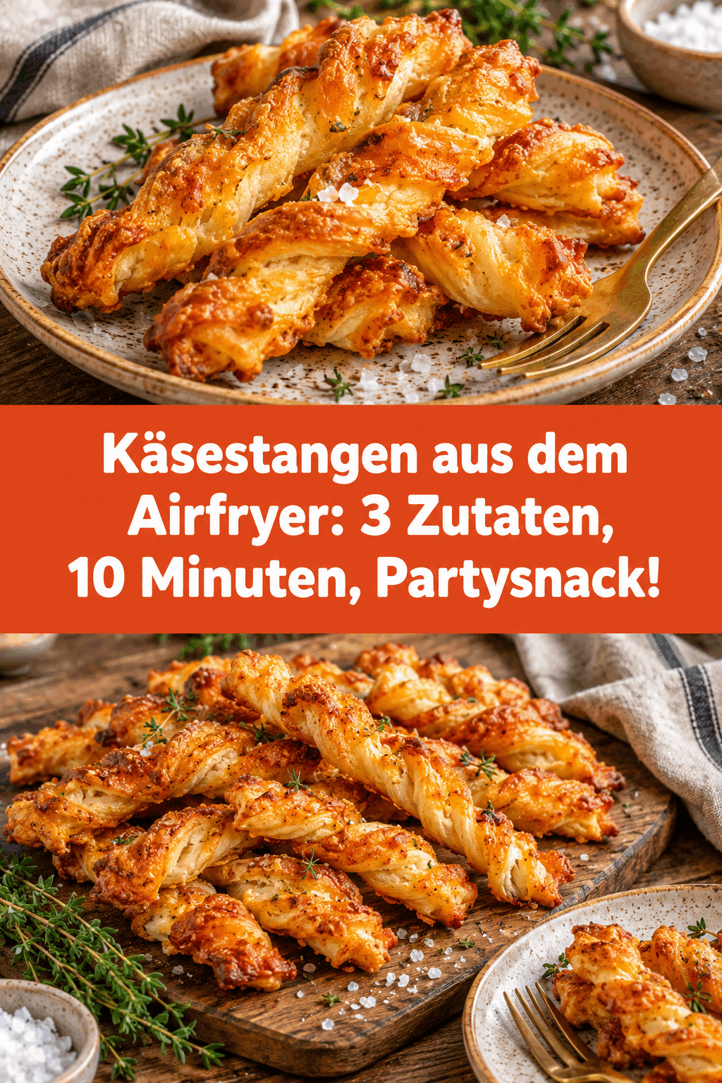 Käsestangen aus dem Airfryer: 3 Zutaten, 10 Minuten, Partysnack!