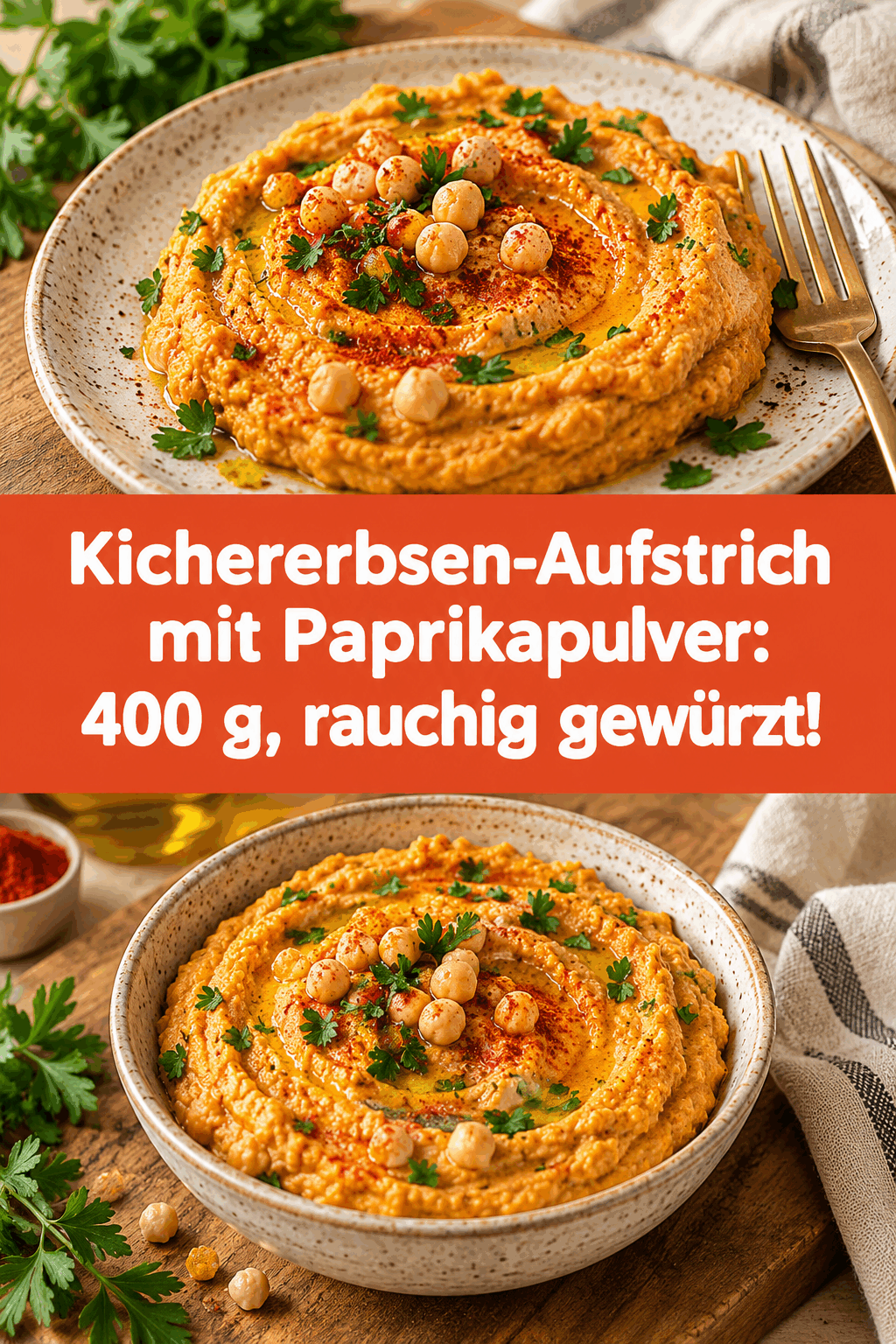 Kichererbsen-Aufstrich mit Paprikapulver: 400 g, rauchig gewürzt!