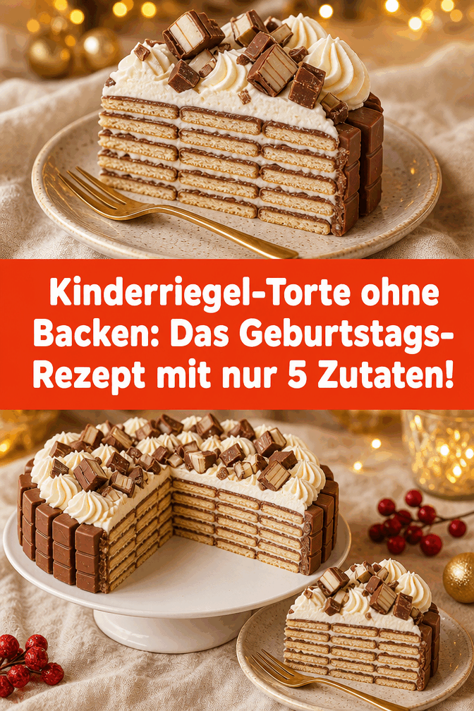 Kinderriegel-Torte ohne Backen: Das Geburtstags-Rezept mit nur 5 Zutaten!