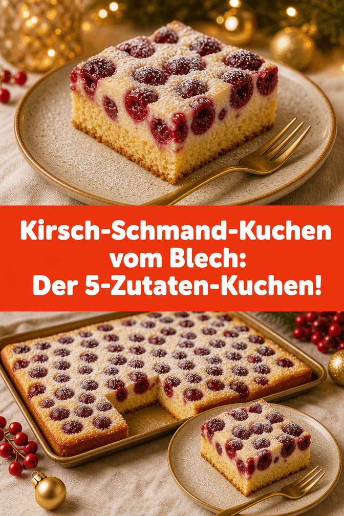 Kirsch-Schmand-Kuchen vom Blech: Der 5-Zutaten-Kuchen!