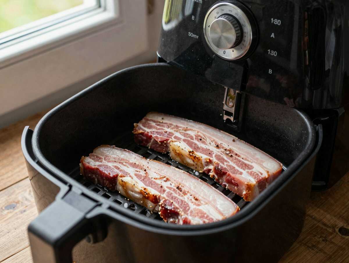 Knusprige Schweinebauch-Scheiben aus dem Airfryer – mit Zutaten, die du sowieso zu Hause hast – während der Zubereitung