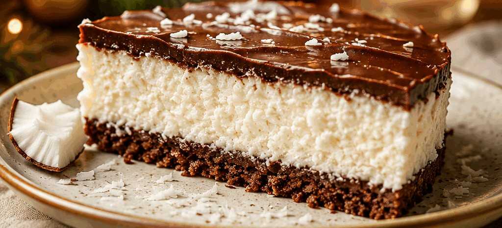 Köstlicher Bounty-Kuchen ohne Backen - Einfach, Schnell und Unwiderstehlich! – so sieht es fertig aus