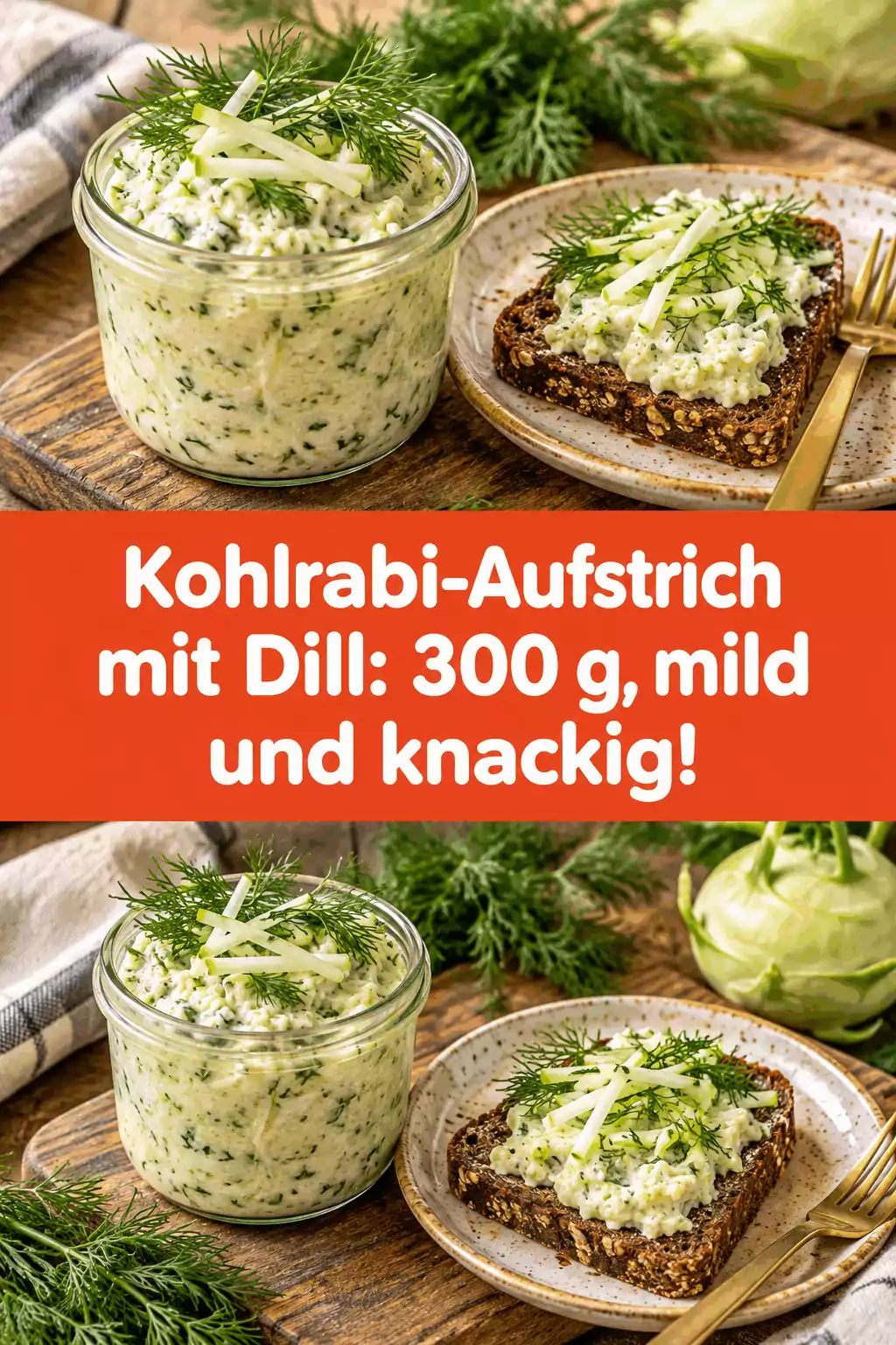 Kohlrabi-Aufstrich mit Dill: 300 g, mild und knackig!