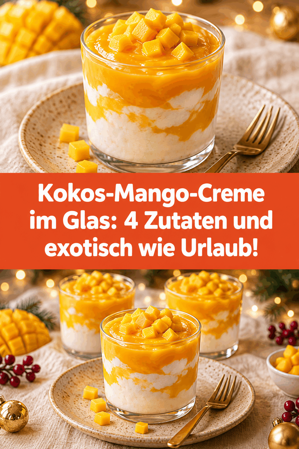 Kokos-Mango-Creme im Glas: 4 Zutaten und exotisch wie Urlaub!