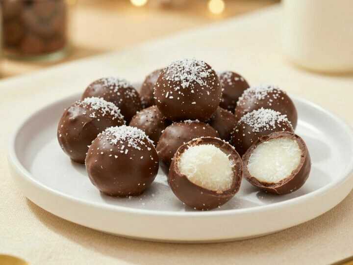 Kokos-Schoko-Kugeln ohne Backen: Bounty zum Selbermachen mit 3 Zutaten!