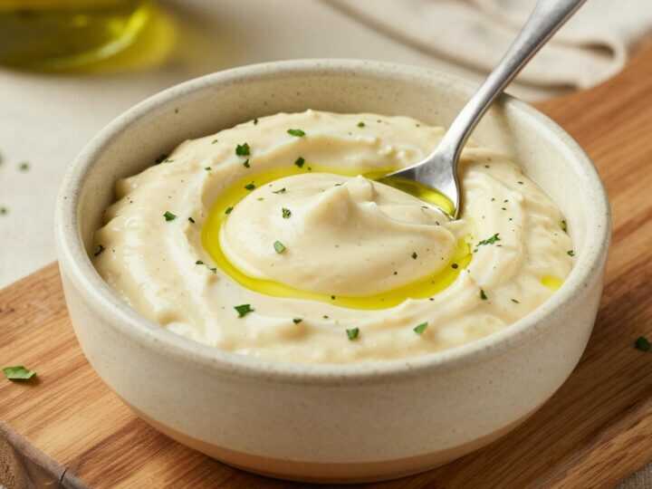 Kräuter-Aioli mit Knoblauch: 300 ml, dick aufgeschlagen!