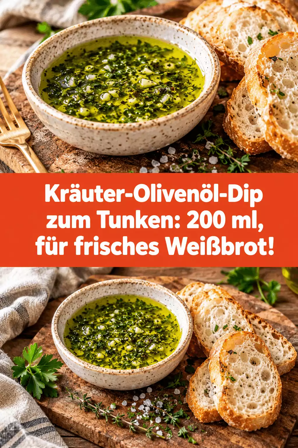 Kräuter-Olivenöl-Dip zum Tunken: 200 ml, für frisches Weißbrot!
