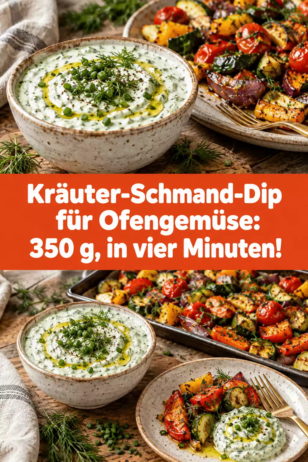 Kräuter-Schmand-Dip für Ofengemüse: 350 g, in vier Minuten!