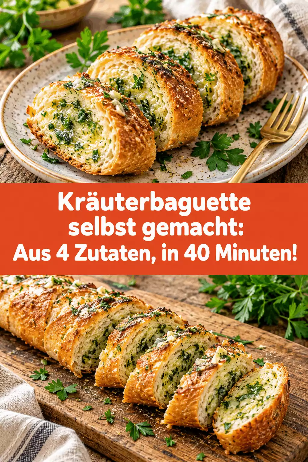 Kräuterbaguette selbst gemacht: Aus 4 Zutaten, in 40 Minuten!