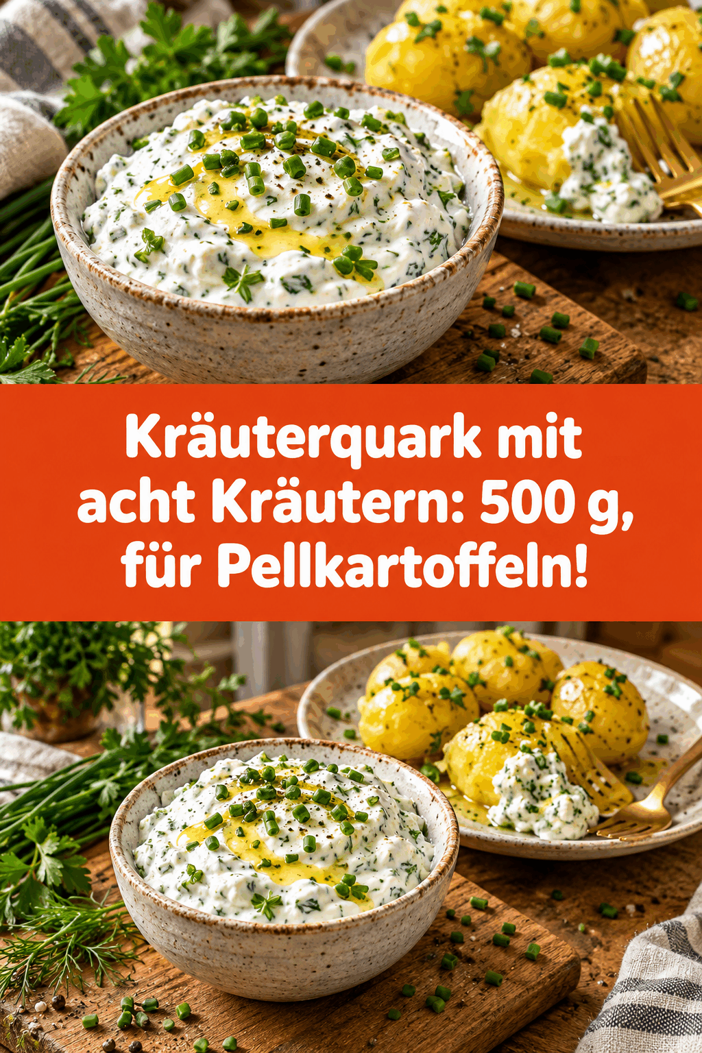 Kräuterquark mit acht Kräutern: 500 g, für Pellkartoffeln!