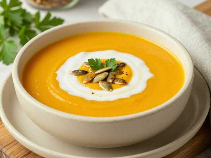 Kürbissuppe mit Kokosmilch: Cremig und in 25 Minuten fertig!