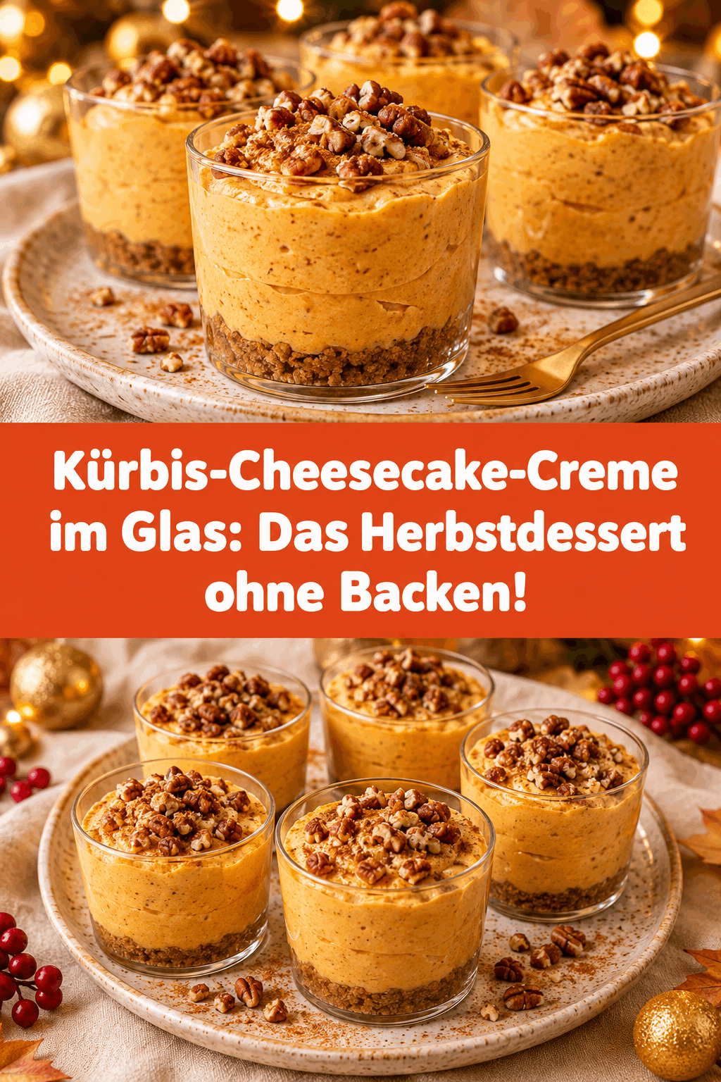 Kürbis-Cheesecake-Creme im Glas: Das Herbstdessert ohne Backen!