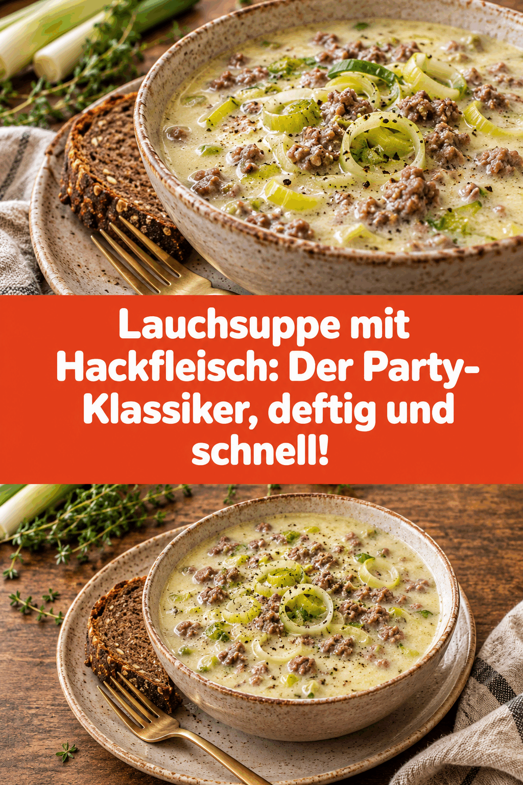 Lauchsuppe mit Hackfleisch: Der Party-Klassiker, deftig und schnell!